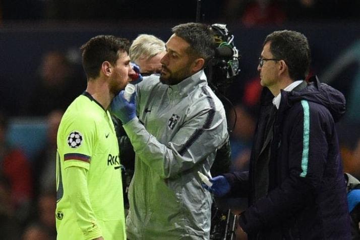 Entre algodones: Messi será observado por médicos del Barcelona tras golpe en la nariz