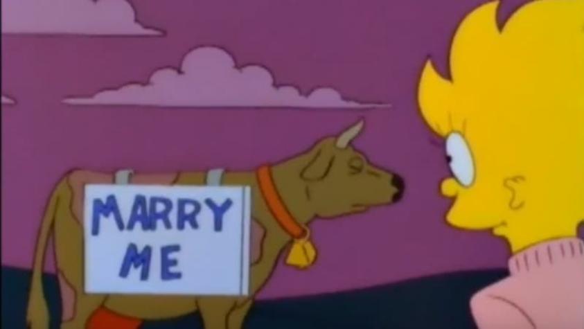 ¿Se inspiró en Los Simpsons?: Hombre pintó vaca para pedir matrimonio y generó polémica