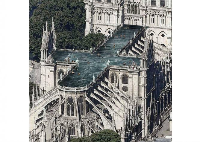 ¿Con piscina? Las llamativas propuestas de arquitectos para reconstruir Notre Dame