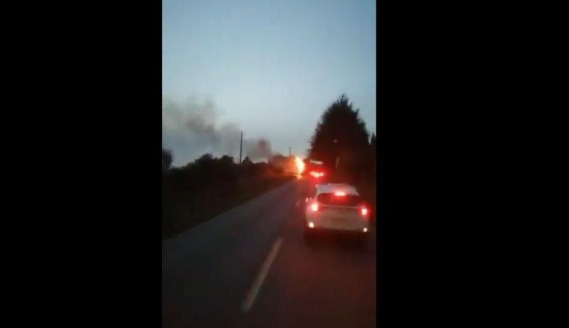 [VIDEO] Nuevo ataque incendiario a un camión se registró este martes en la región del Biobío