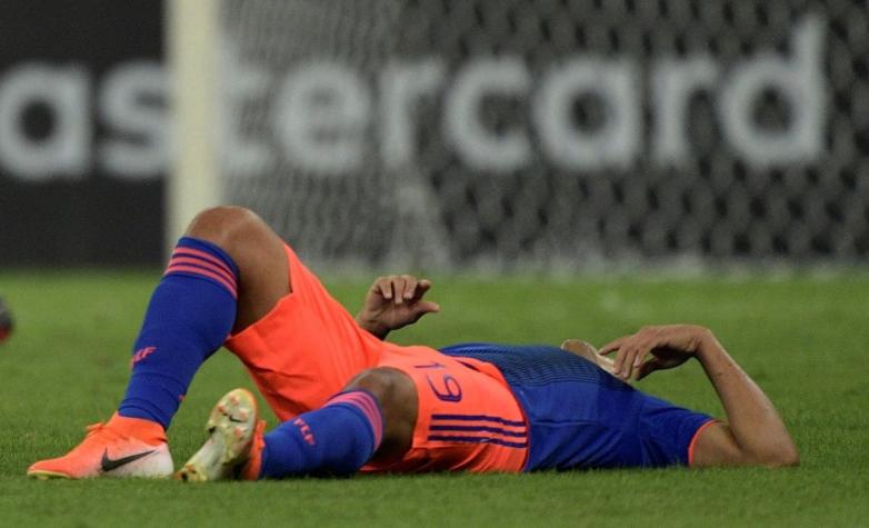 [VIDEO] La dura torcedura de rodilla que sacó a Luis Muriel del duelo contra Argentina
