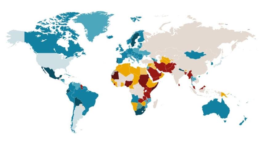 Los mapas que muestran los países que protegen o criminalizan por la orientación sexual