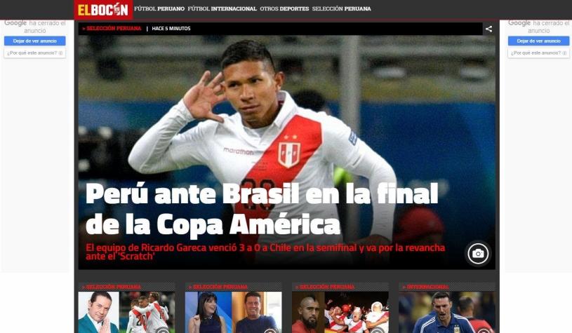 Prensa peruana festejó el triunfo sobre Chile y el paso a la final de Copa América tras 44 años
