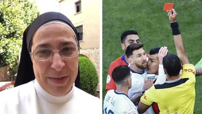 [VIDEO] "Contigo hasta la muerte": La monja que entrega su apoyo a Messi y critica a la Conmebol