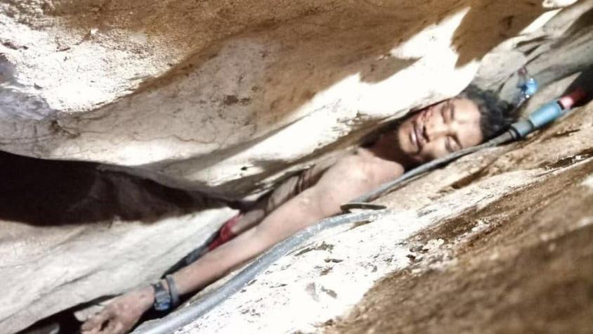 El dramático rescate de hombre atrapado entre dos rocas en una cueva de Camboya