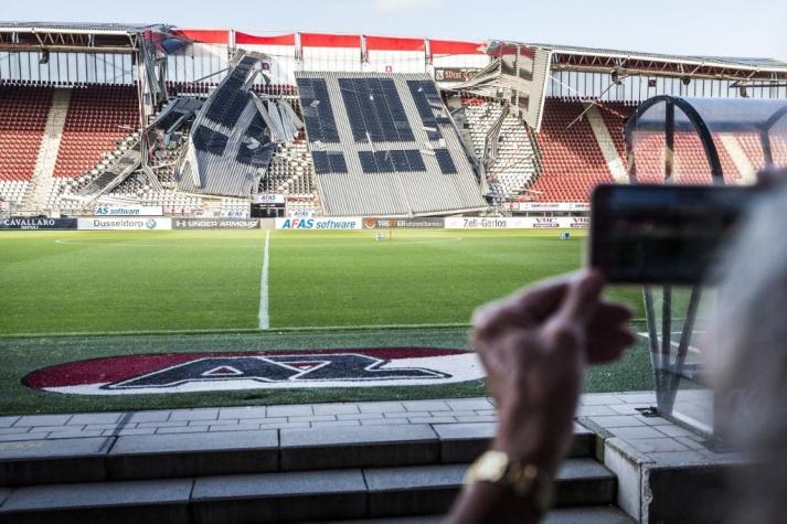[FOTOS] El impactante estado en que quedó el estadio del AZ Alkmaar tras ráfagas de viento