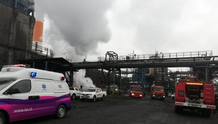 Incendio afecta a cinta transportadora de planta Huachipato en Talcahuano