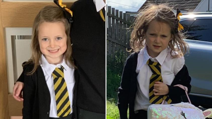 La foto del antes y el después de una niña en su primer día de clases que se volvió viral