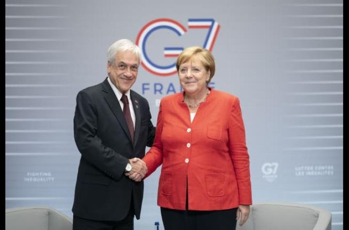 Presidente Piñera se reúne con Canciller alemana Angela Merkel en la cumbre G7