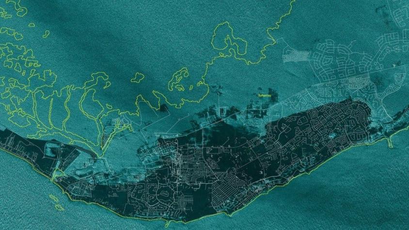 Huracán Dorian: impactante imagen satelital muestra parte de la Gran Bahama sumergida bajo el agua