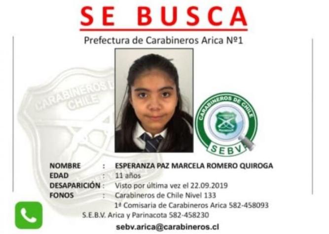 Encuentran a niña de 11 años desaparecida en Arica tras robo a su casa