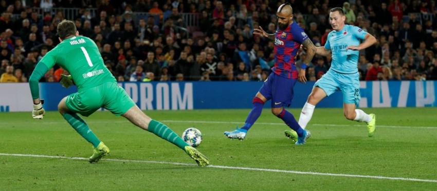 FC Barcelona iguala ante Slavia Praga por la Champions con gol anulado a Arturo Vidal