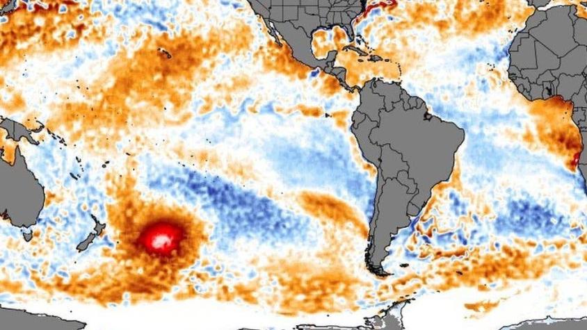 "Mancha caliente": la masa de agua cálida que apareció en Nueva Zelanda y se mueve a Sudamérica