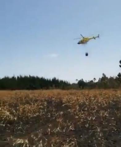 [VIDEO] Captan momento en que helicóptero de la Conaf cae a un predio en La Araucanía