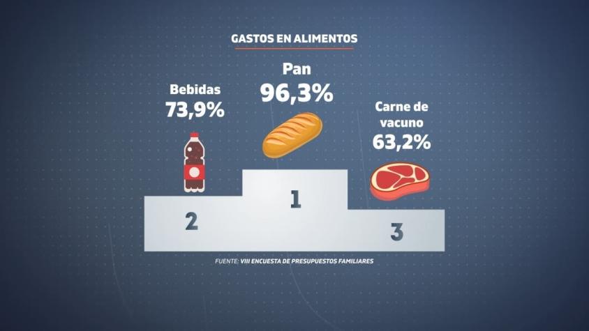 [VIDEO] Pan y bebidas lideran la lista: ¿En qué alimentos gastan más los chilenos?