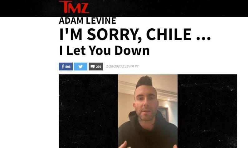"I'm sorry, Chile": Así informó TMZ la polémica de Adam Levine en Viña 2020