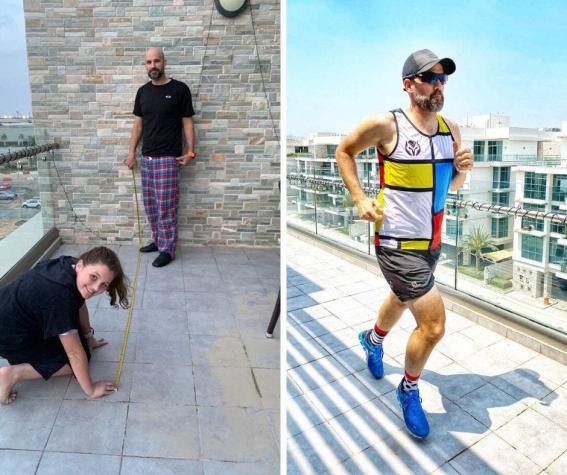 Una pareja correrá un maratón en su balcón en Dubai