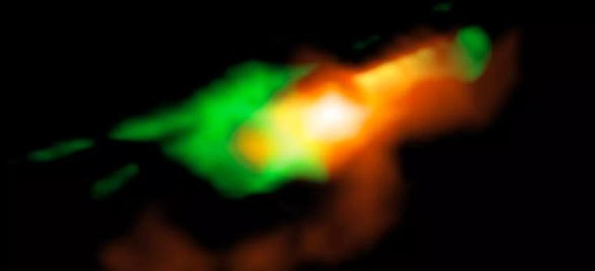 Observatorio ALMA obtiene imágenes de gas impactado por jóvenes chorros de agujero negro supermasivo