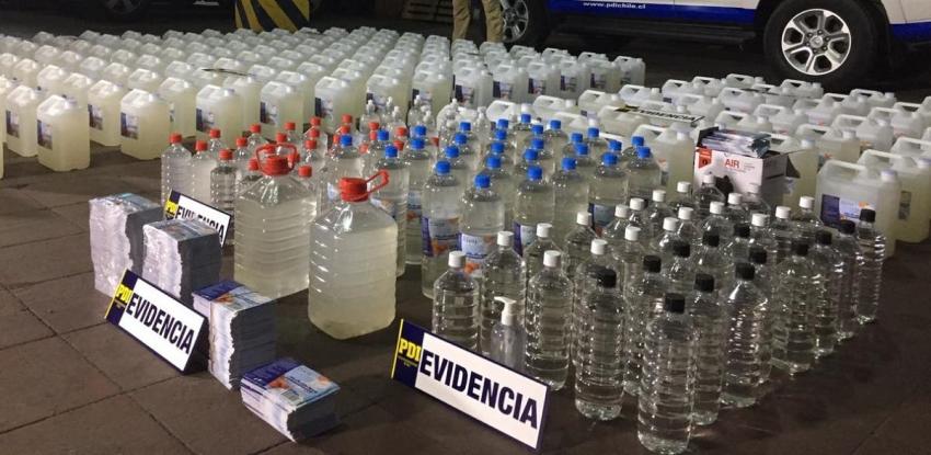 PDI incauta más de mil litros de alcohol destinados a hacer gel desinfectante en Concepción