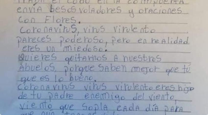 Niño de sexto básico en Osorno escribió poema sobre el COVID y sacó aplausos en redes sociales