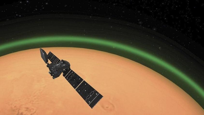 Marte: qué es el misterioso brillo verde que se desprende de la atmósfera del planeta rojo