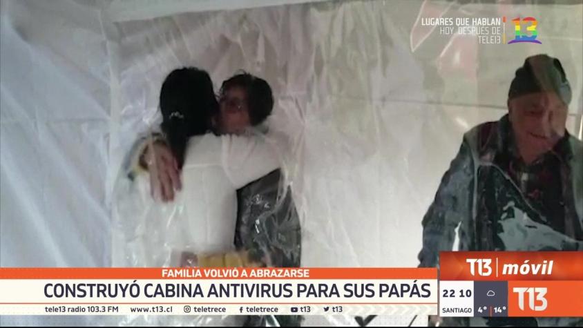 [VIDEO] Familia volvió a abrazarse: construyen cabina "antivirus"
