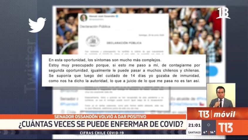 [VIDEO] Senador Ossandón volvió a dar positivo a COVID-19