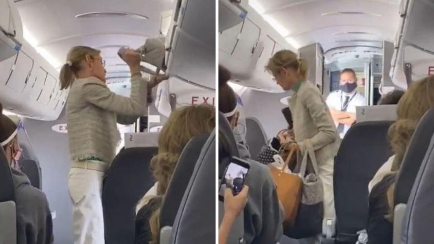 [VIDEO] Mujer fue expulsada de un avión tras negarse a usar mascarilla