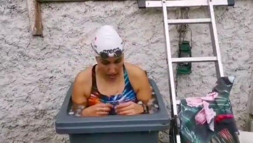 El desesperado llamado de la nadadora chilena Bárbara Hernández: Entrena en un tacho de basura
