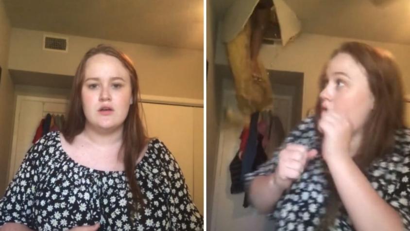 [VIDEO] Joven grababa un video para TikTok y repentinamente su madre cayó del techo