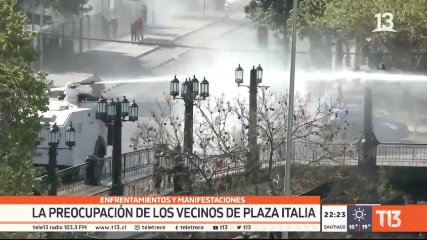 [VIDEO] Manifestaciones e incidentes regresan a Plaza Italia: Vecinos y locatarios preocupados