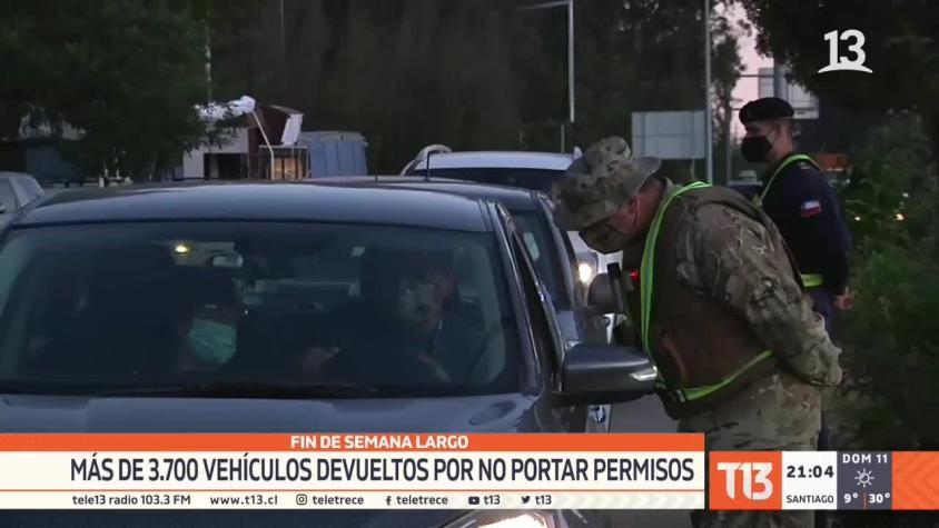 [VIDEO] Fin de semana largo: Más de 3.700 vehículos devueltos por no portar permisos