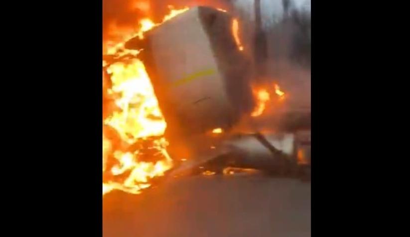 Camión se incendió en el sector de Peñuelas en la Ruta 68