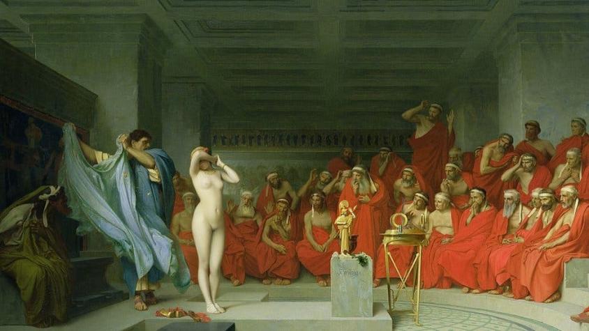 El dramático juicio de Friné, la cortesana de la Antigua Grecia que se desnudó para salvar su vida