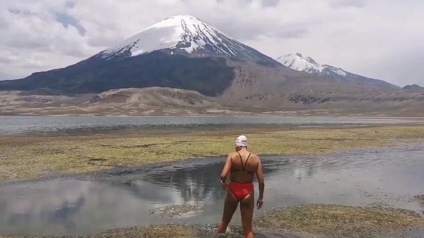 Bárbara Hernández rompe increíble récord de nado en los 4.500 metros de altura del Lago Chungará
