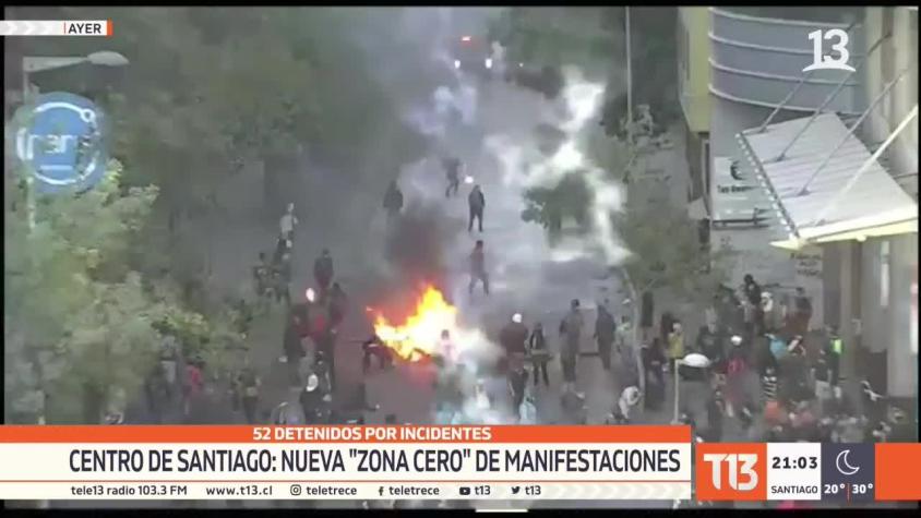 [VIDEO] 52 detenidos por incidentes en centro de Santiago: Preocupación por nueva "Zona Cero"