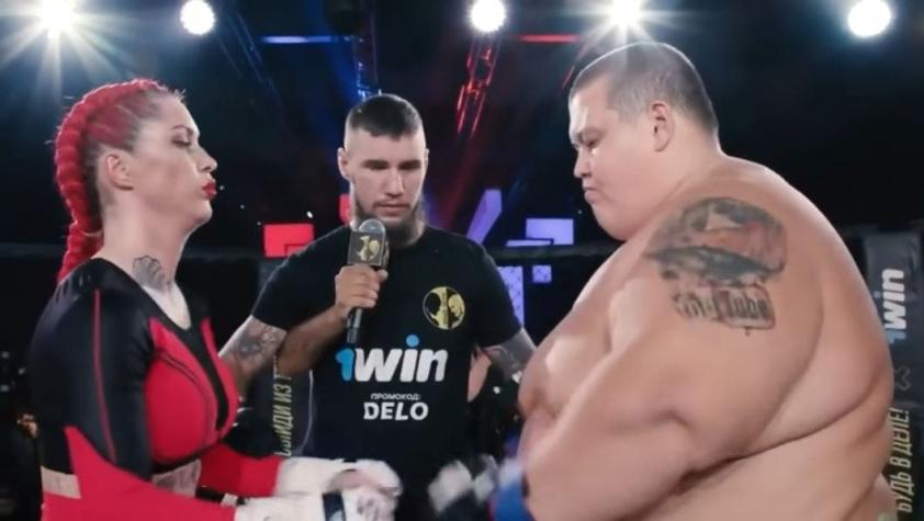 [VIDEO] Luchadora profesional de la MMA peleó contra youtuber de 240 kilos: lo noqueó en un round
