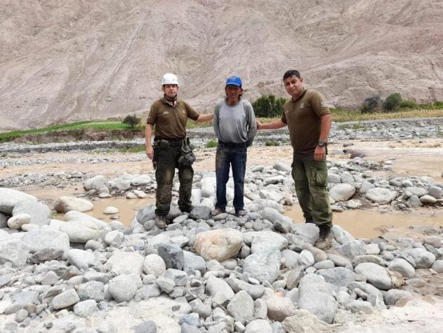 Carabineros rescata a una persona de 67 años que cayó al Río Chironta en Arica