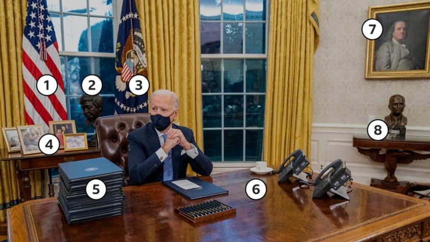 Los simbolismos de la nueva Oficina Oval de Joe Biden y qué cambió con respecto a la de Trump