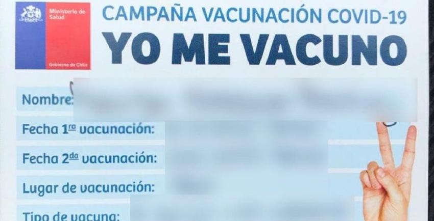 Plan de vacunación: Así es el carnet que entregan a las personas tras vacunarse contra el COVID-19