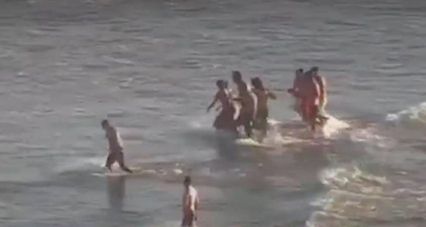 [VIDEO] Siete bañistas arrastrados mar adentro en La Serena