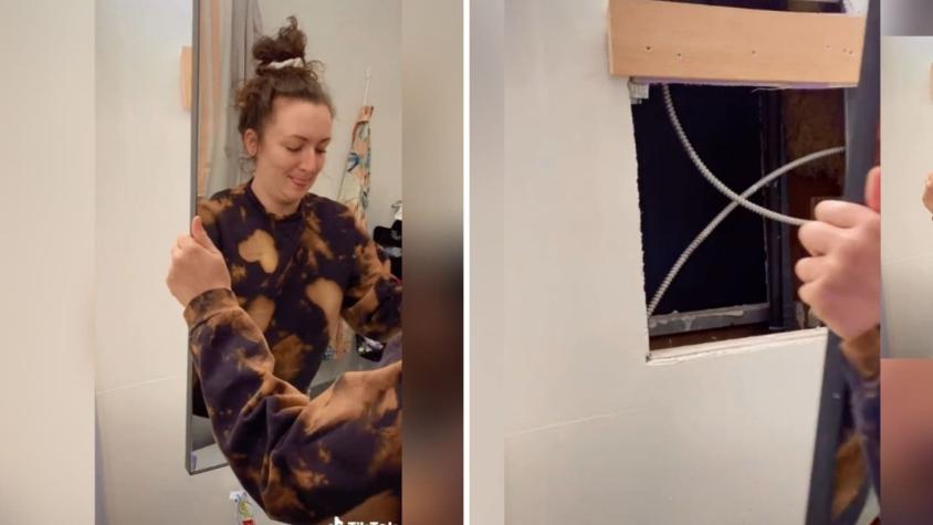 [VIDEO] Joven se hizo viral tras descubrir acceso a departamento completo detrás del espejo del baño