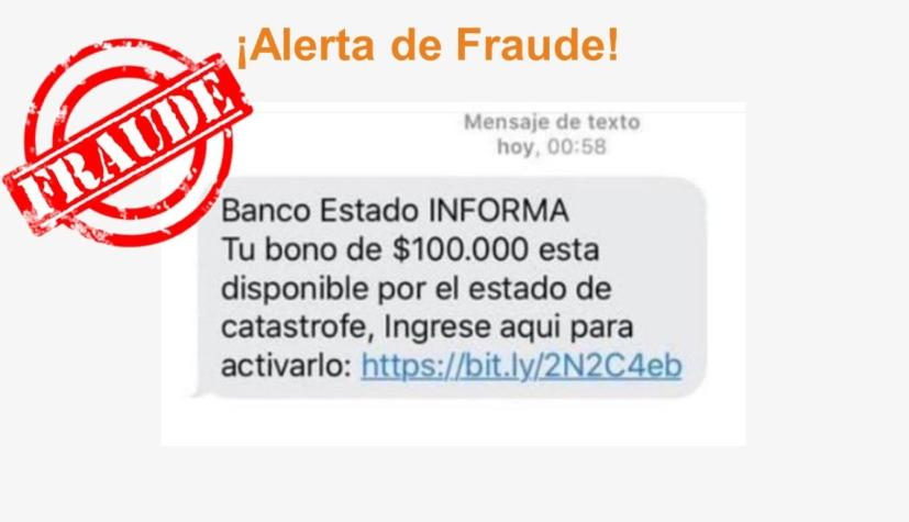 Nueva forma de estafar: BancoEstado advierte engaño vía SMS en el que ofrecen un bono de $100 mil