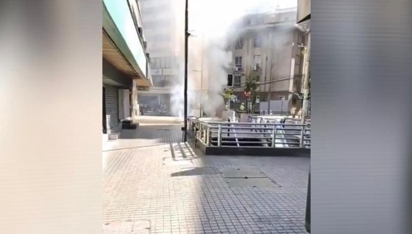 Reportan explosión y posterior incendio en cercanías de Metro Tobalaba en Providencia