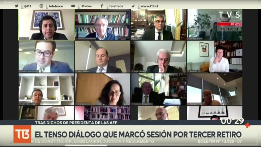 [VIDEO] Tras dichos de Presidenta de las AFP: El tenso diálogo que marcó sesión por tercer retiro