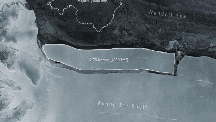 Similar a distancia entre Stgo. y Los Vilos: Iceberg más grande del mundo se separa de la Antártica