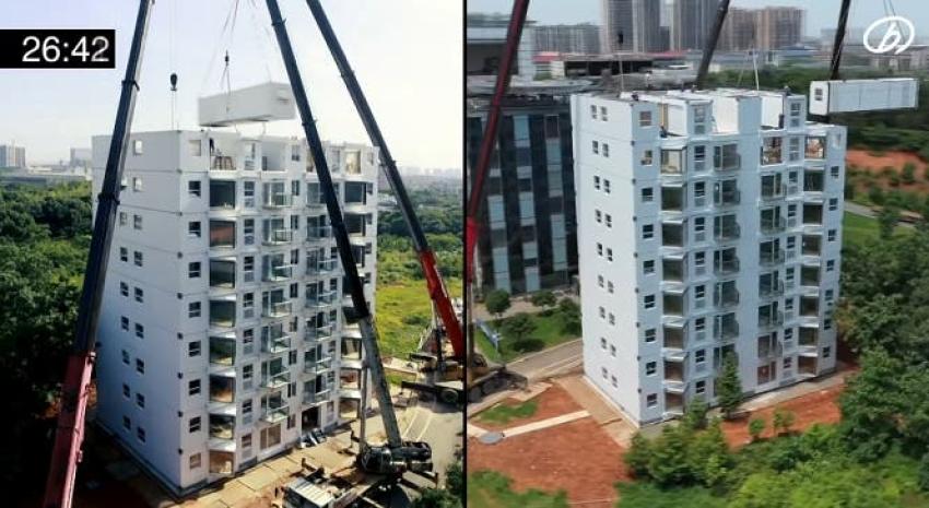 [VIDEO] Una constructora china levanta un edificio de 10 pisos en menos de 29 horas