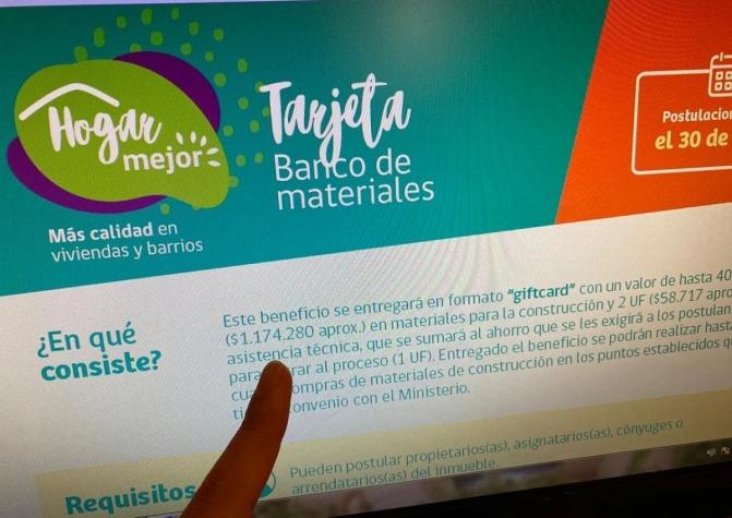 Subsidio Hogar Mejor: Minvu abre nuevo plazo para postular a la giftcard de más de $1 millón