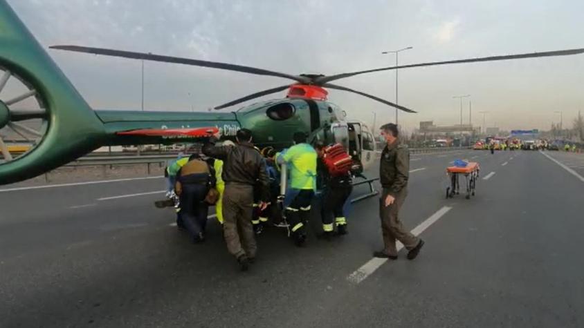 Choque múltiple obliga a rescate con helicóptero en la Ruta 5 Norte