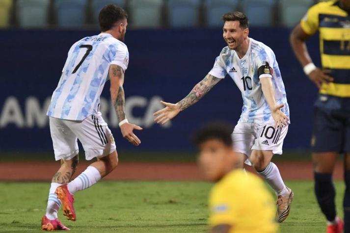 Argentina se impone 3 a 0 a Ecuador y está en la semifinal de la Copa América